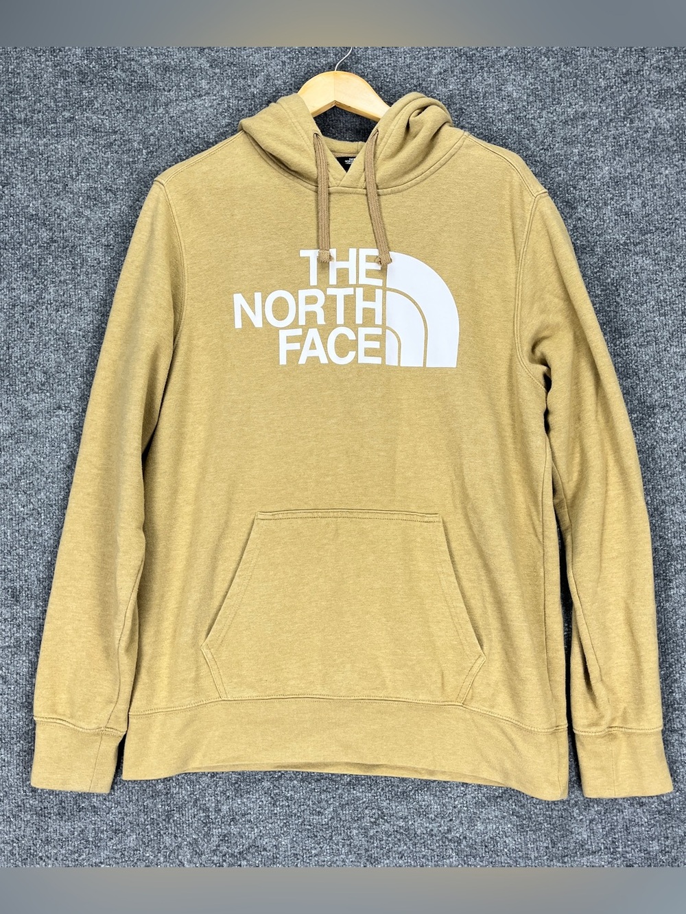 The North Face Hoodie Sweatshirt Men’s Large Yellow Cotton Graphic Logo Pullover